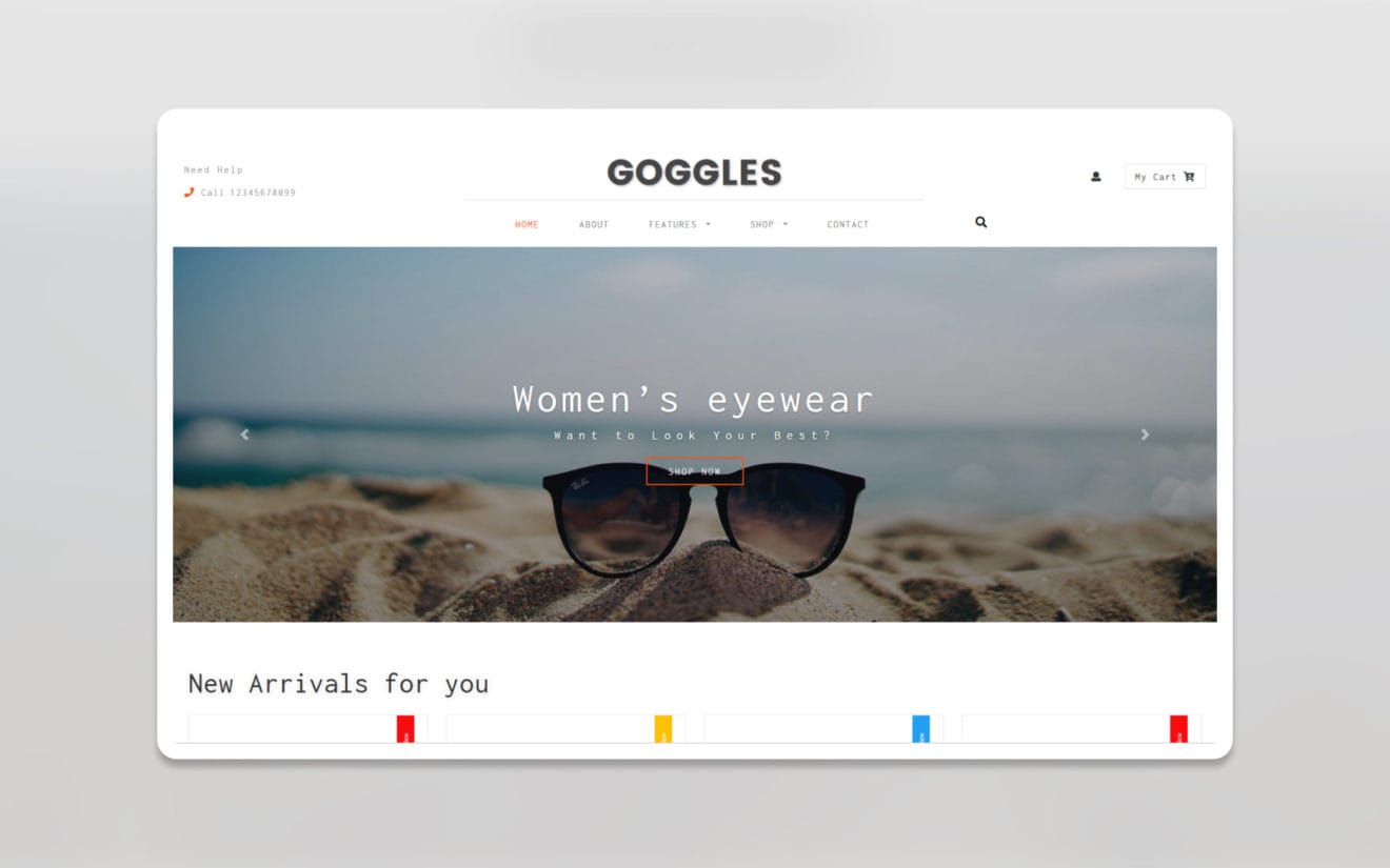 Goggles Ecommerce Category Bootstrap Responsive Web Template.