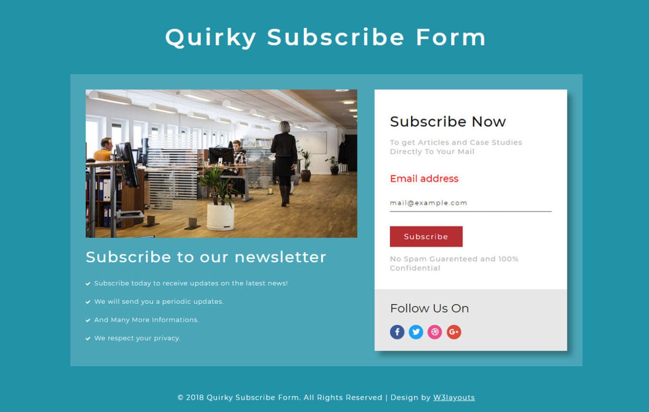 Quirky Subscription Form Responsive Widget Template