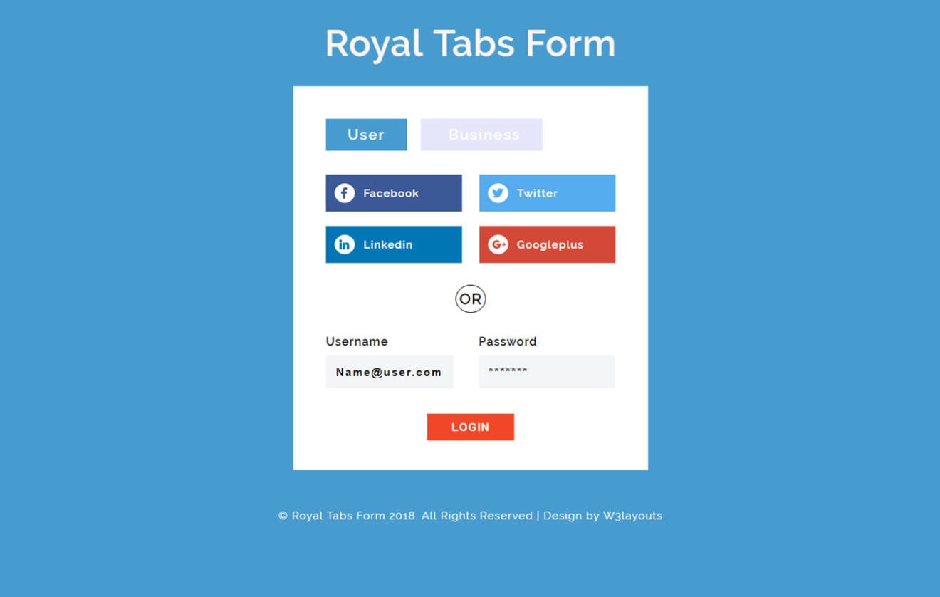 Royal Tabs Form Responsive Widget Template