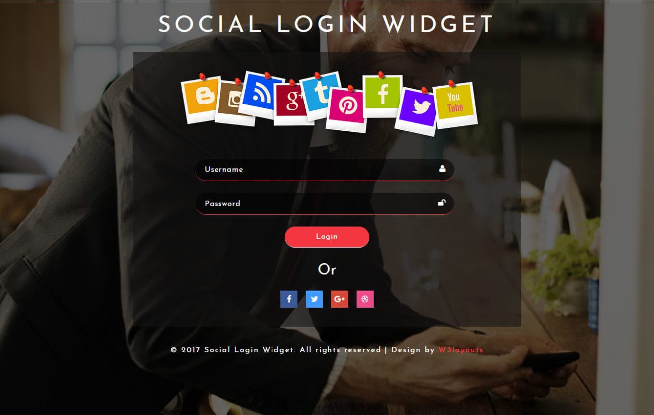 Social Login Widget a Flat Responsive Widget Template
