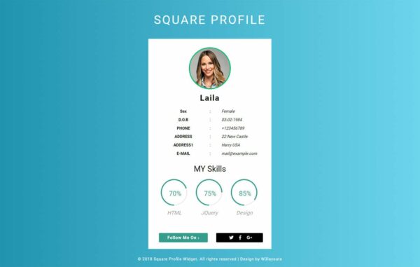Square profile widget