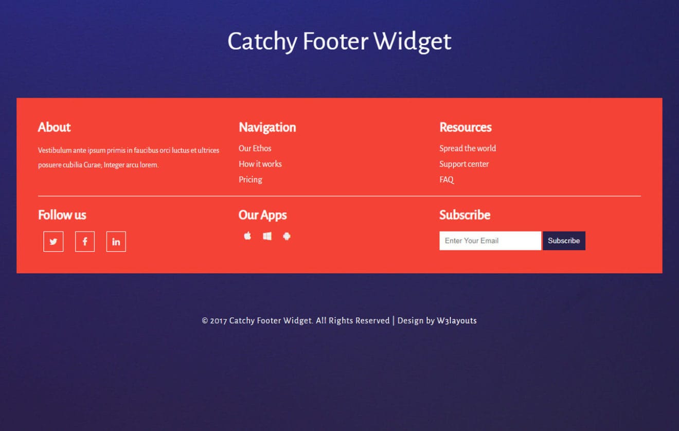 Catchy Footer Widget a Flat Responsive Widget Template