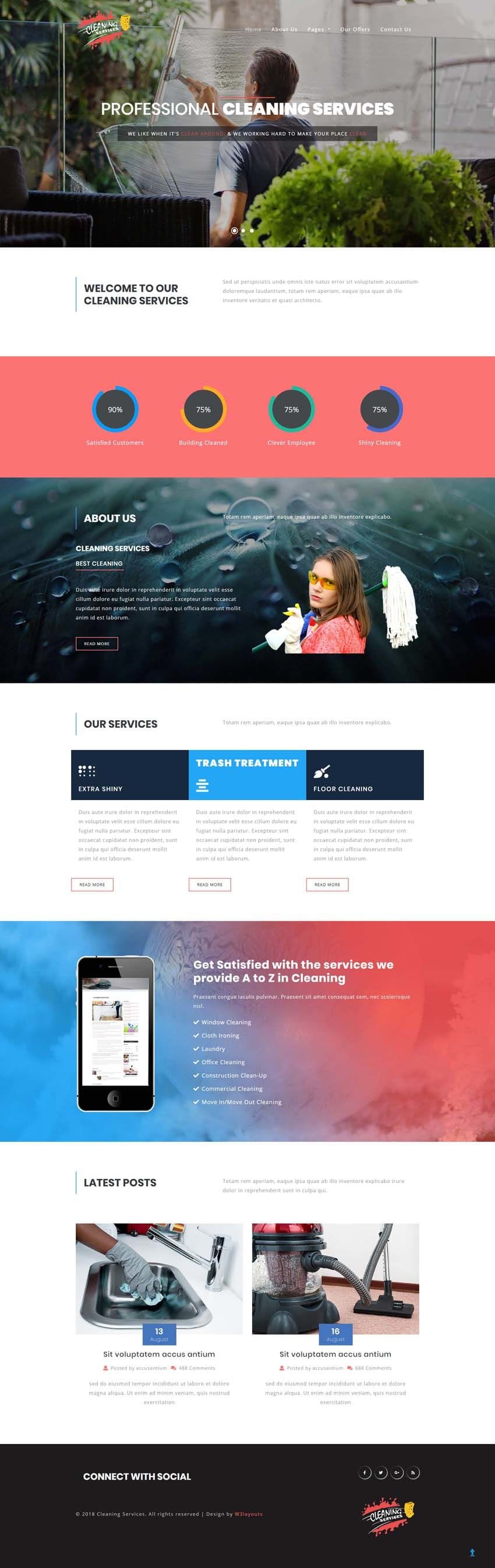 Download Cleaning Services template for free. This house keeping website template has been built with HTML & CSS and is perfect for service websites.