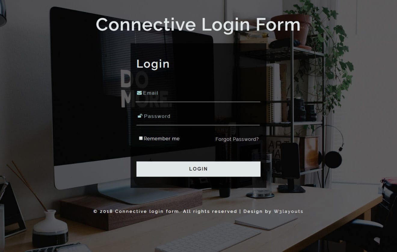 Connective Login Form Responsive Widget Template