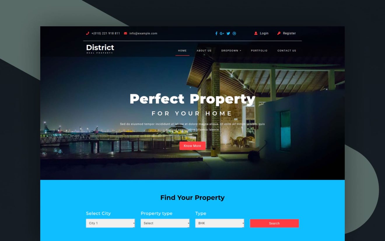 District – Real Estates Category Bootstrap Responsive Web Template