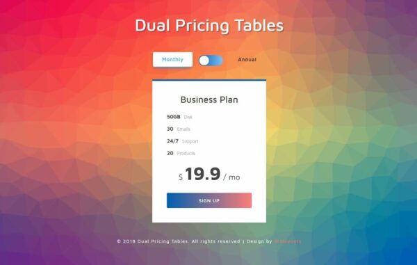 Dual Pricing Tables