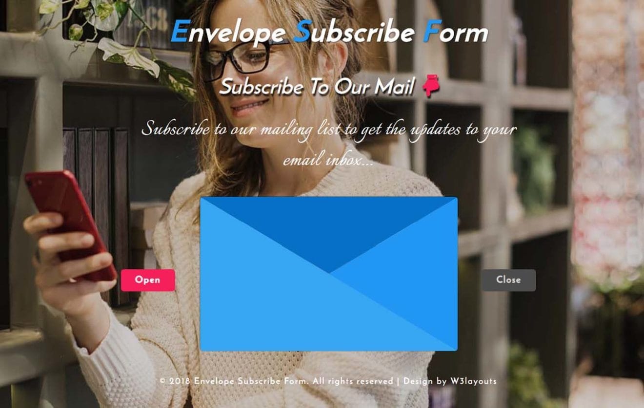 Envelope Subscribe Form Responsive Widget Template