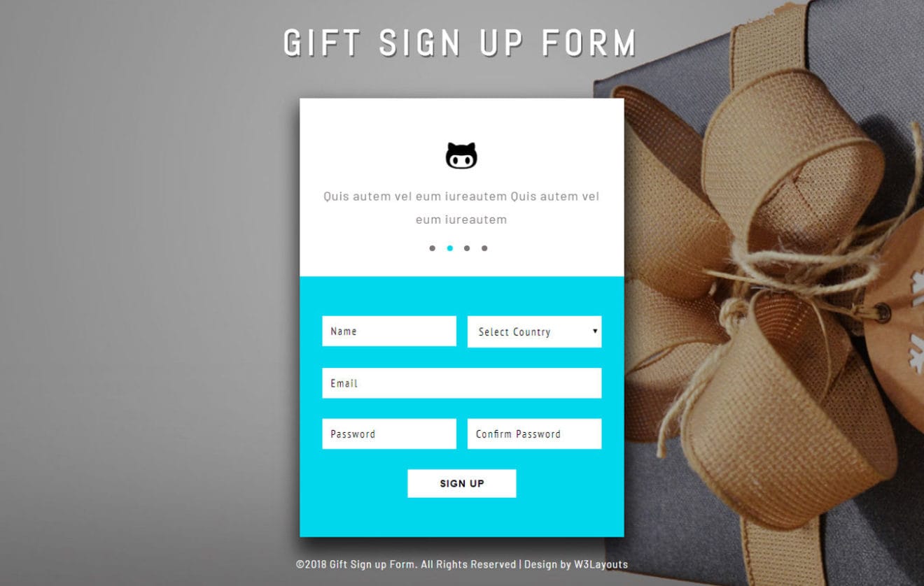 Gift Sign up Form Flat Responsive Widget Template