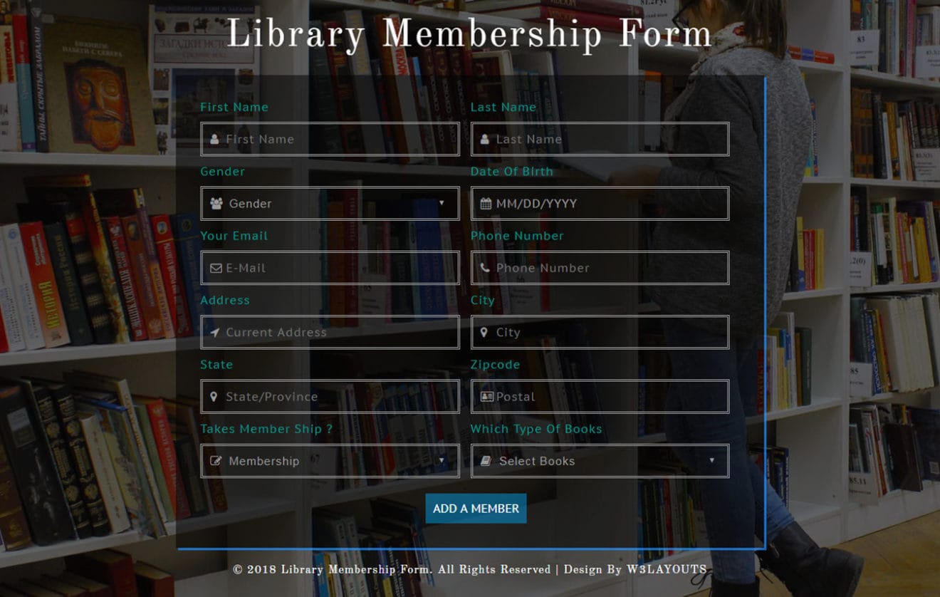 Library Membership Form Responsive Widget Template