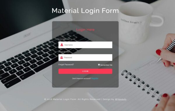 Material login form