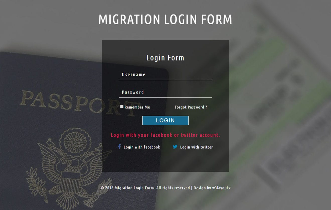 Migration Login Form Responsive Widget Template