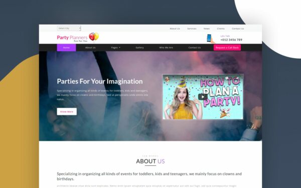party planner website template