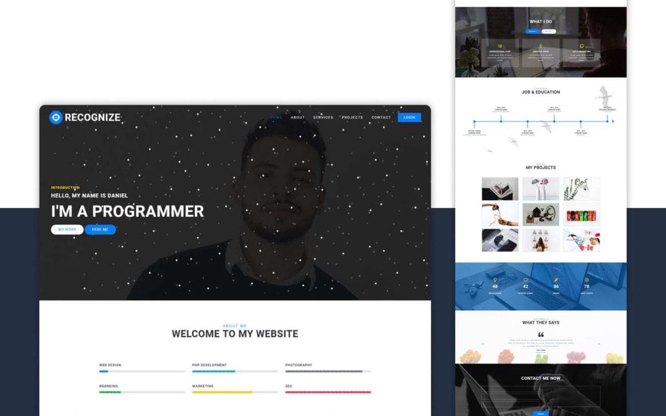 Recognize Personal Category Bootstrap Responsive Web Template.