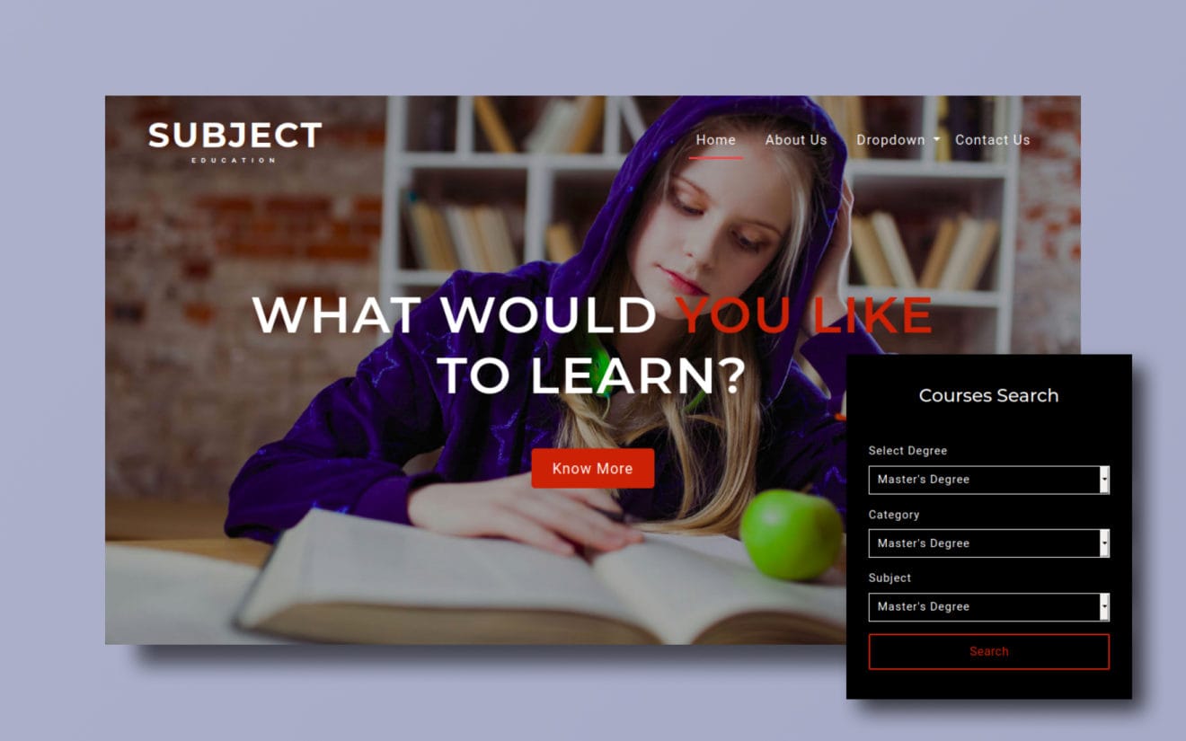 Subject an Education Category Bootstrap Responsive Web Template