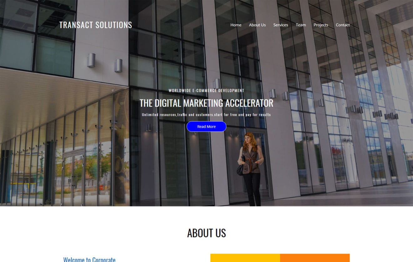 Transact Solutions Corporate Category Bootstrap Responsive Web Template