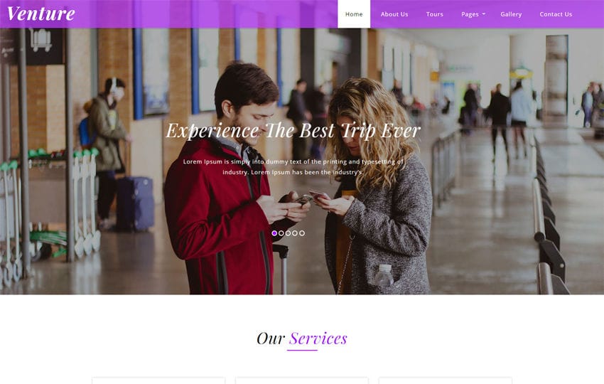 Venture Travel Category Bootstrap Responsive Web Template.