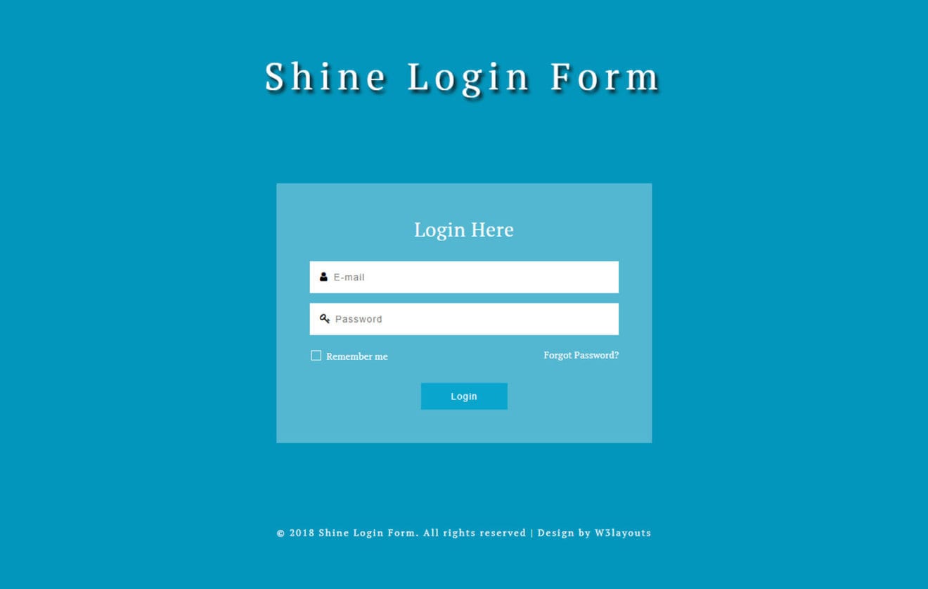 Shine Login Form Flat Responsive Widget Template