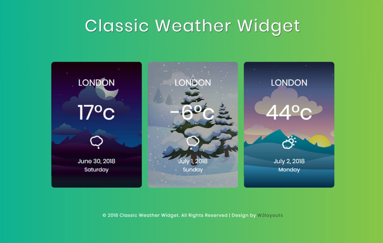 Classic Weather Widget Flat Responsive Widget Template.