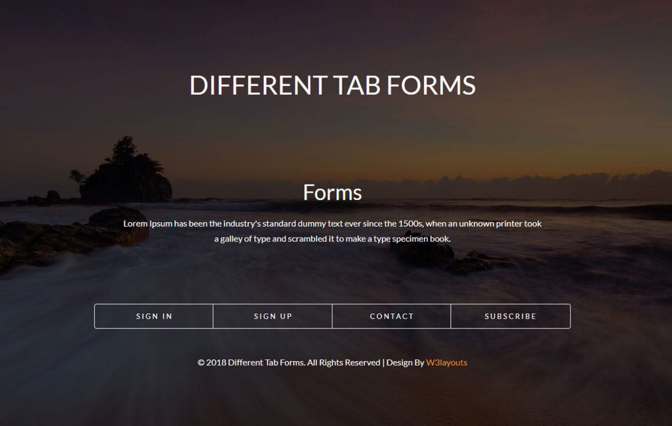 Different Tab Forms Flat Responsive Widget Template.