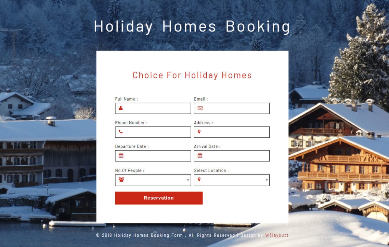 Holiday Homes Booking Form Responsive Widget Template.
