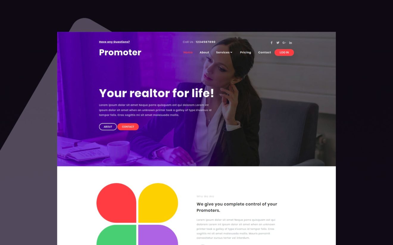 Promoter Real estate Category Bootstrap Responsive Web Template.