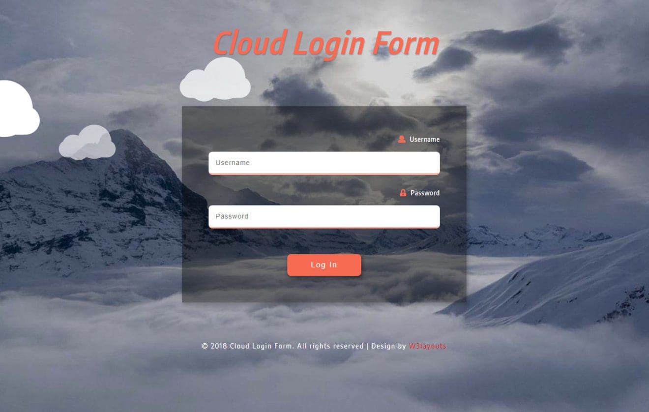 Cloud Login Form Responsive Widget Template