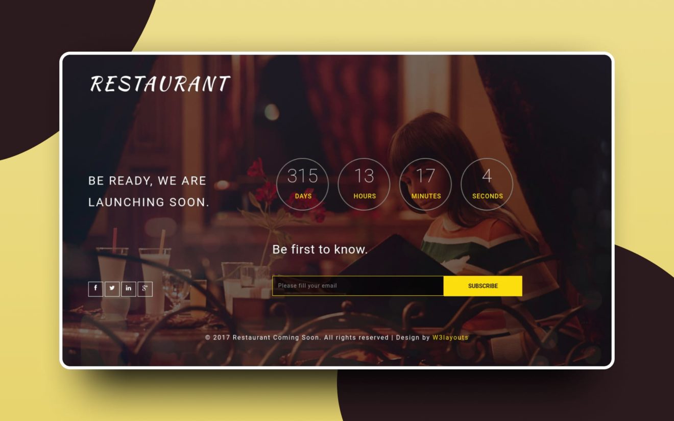 Restaurant Coming Soon a Flat Responsive Widget Template