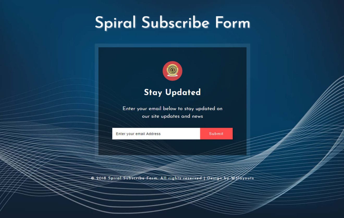 Spiral Subscribe Form Flat Responsive Widget Template.