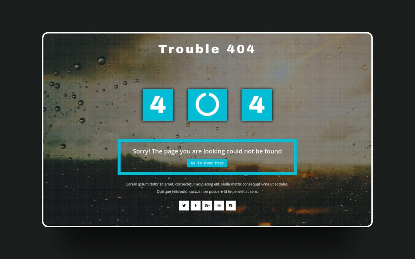 Trouble 404 Error Page Responsive Widget Template