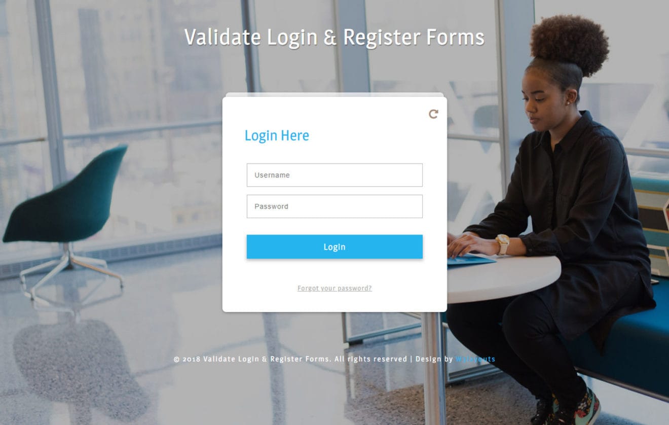 Validate Login & Register Forms Flat Responsive Widget Template