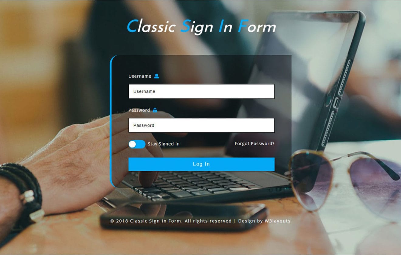 Classic Sign In Form Responsive Widget Template