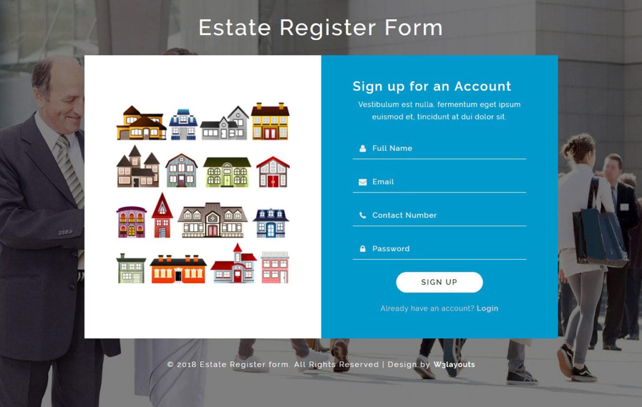 Estate Register Form Flat Responsive Widget Template