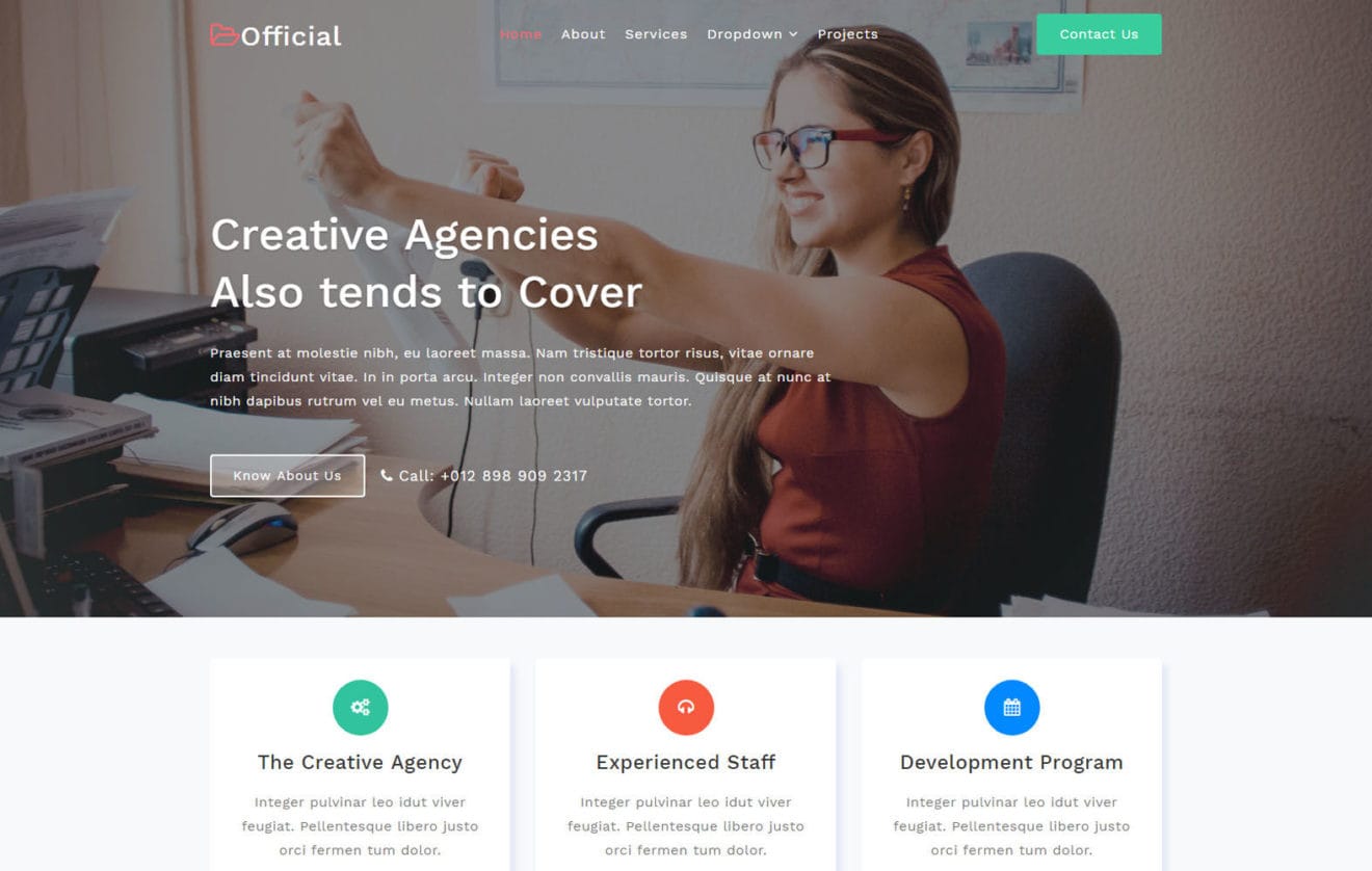 Official a Corporate Category Bootstrap Responsive Web Template