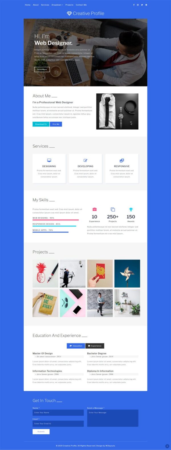 Creative Profile Personal Website Template » W3Layouts