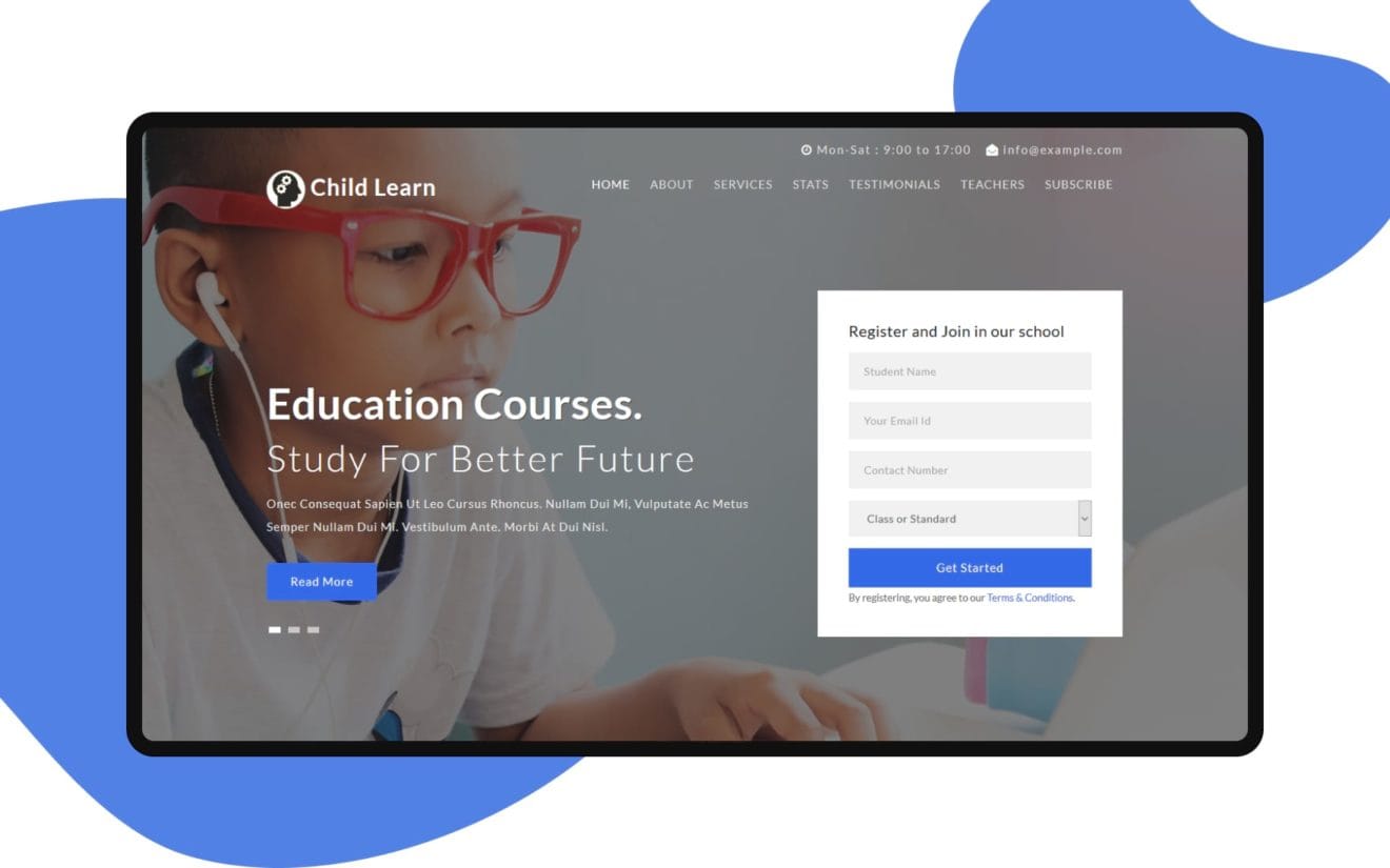 Child Learn an Education Category Flat Bootstrap Responsive Web Template