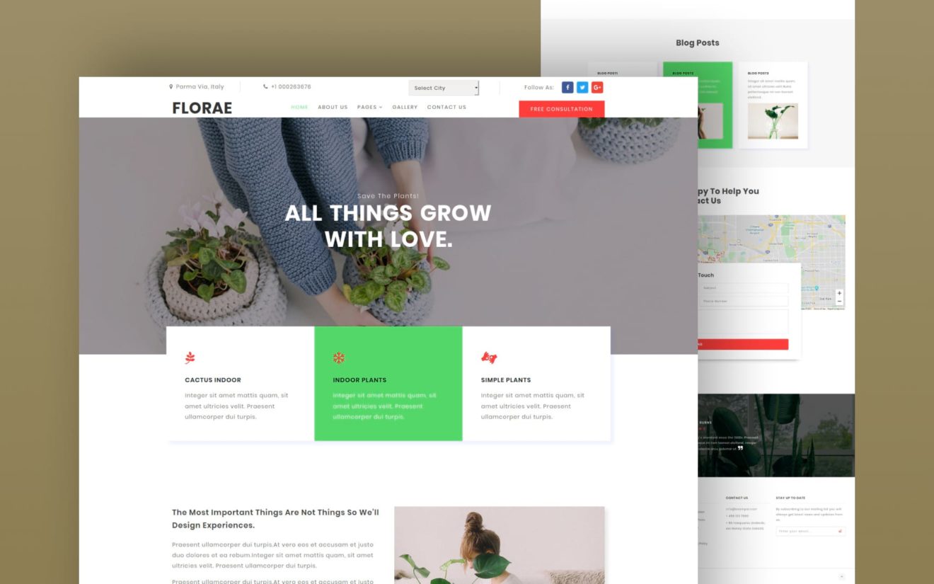 Florae Exterior Designs Category Bootstrap Responsive Website Template