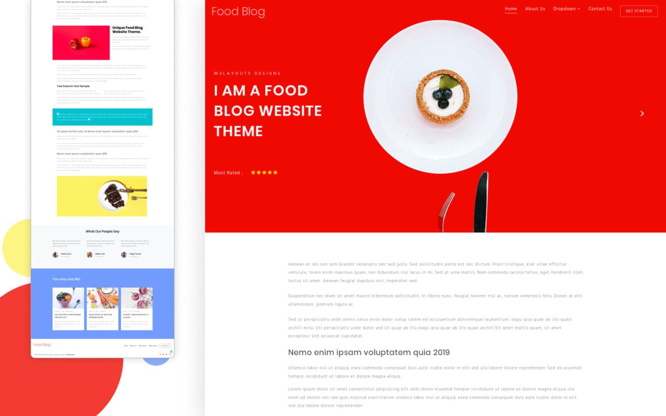 Food Blog – Blogging Category Bootstrap Responsive Website Template
