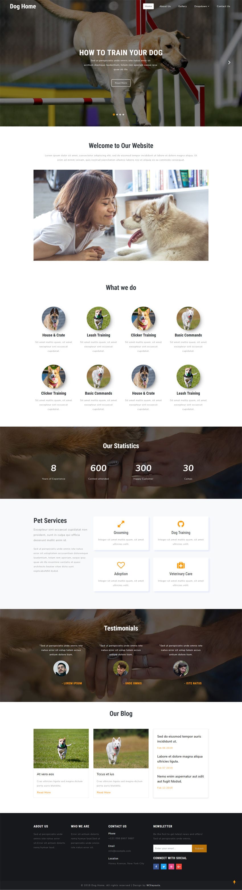 Dog Home is an HTML web template for websites related to animals & pets.