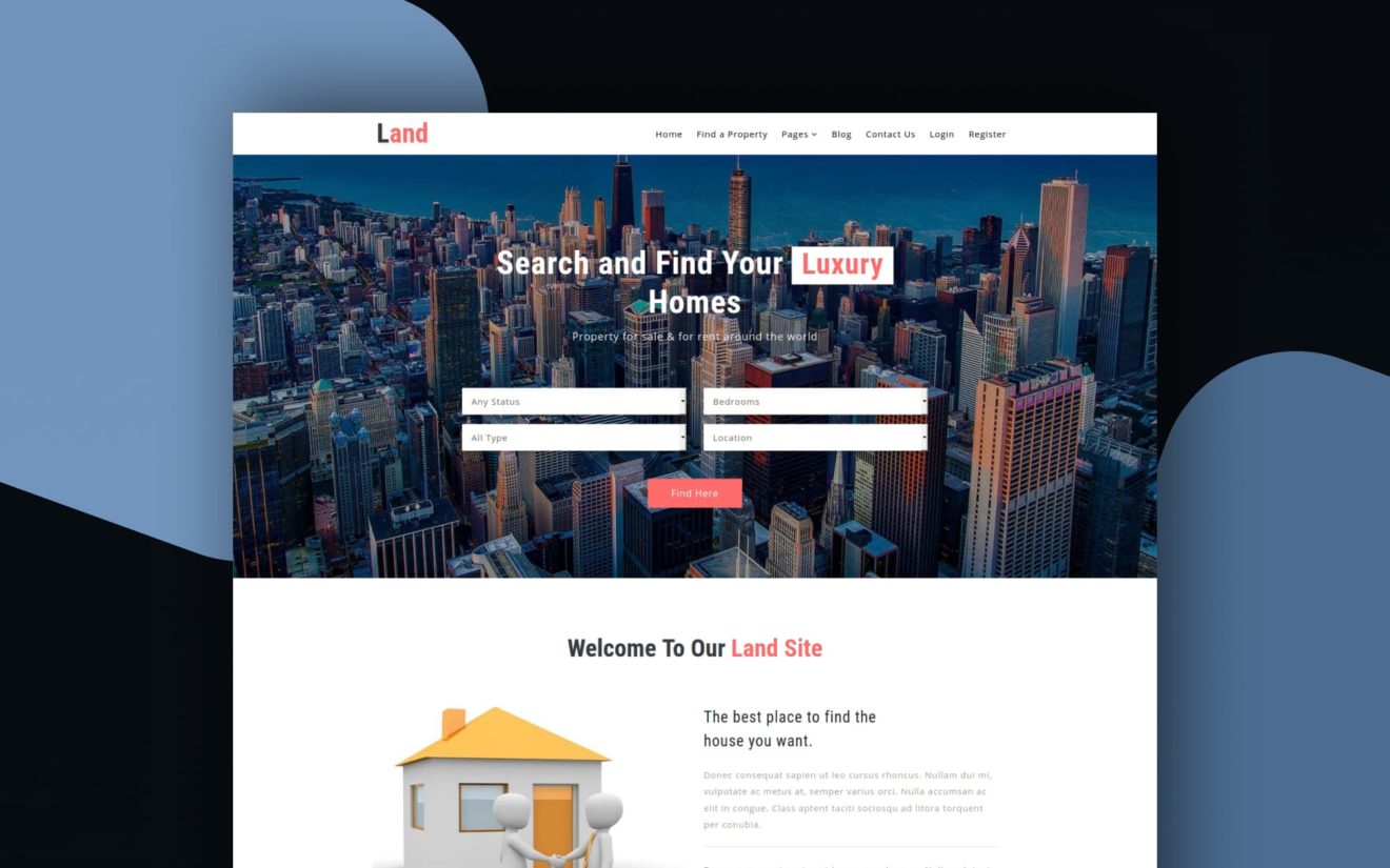 Land a Real Estate Category Bootstrap Responsive Web Template
