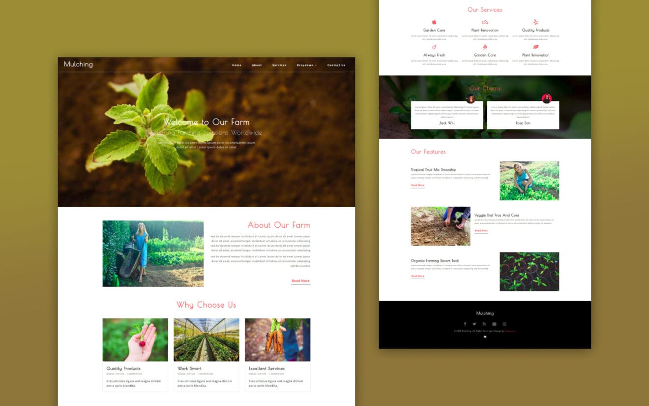 Mulching Agriculture Category Bootstrap Web Template
