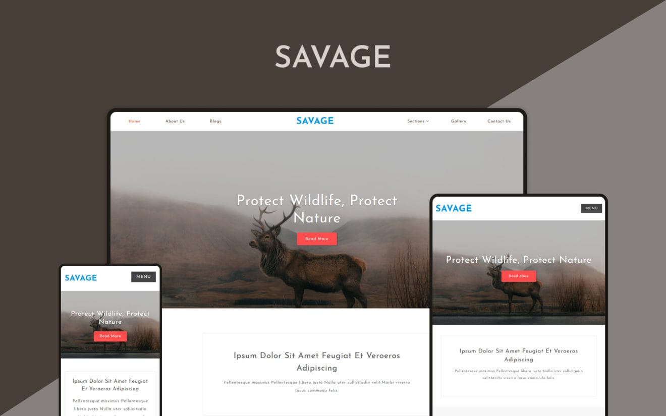 Savage – Animals & Pets Category Bootstrap Responsive Web Template