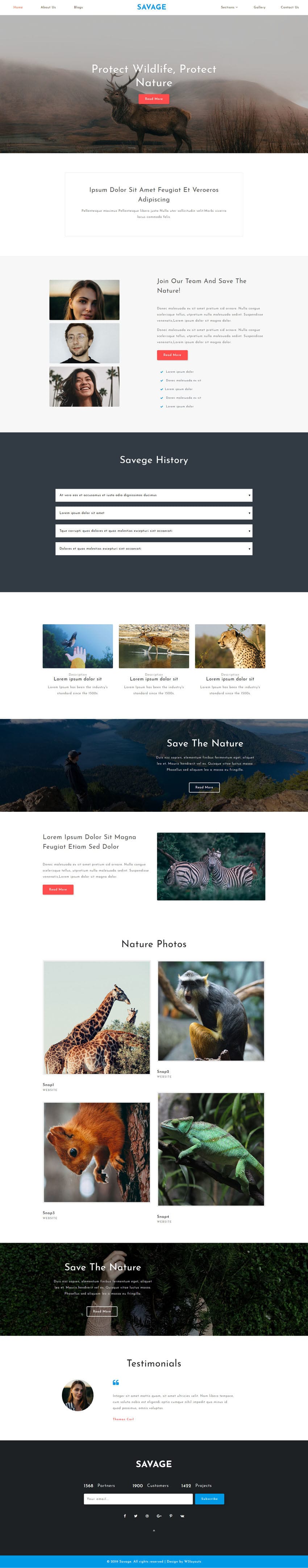 Savage is an HTML web template for websites related to animals & pets.