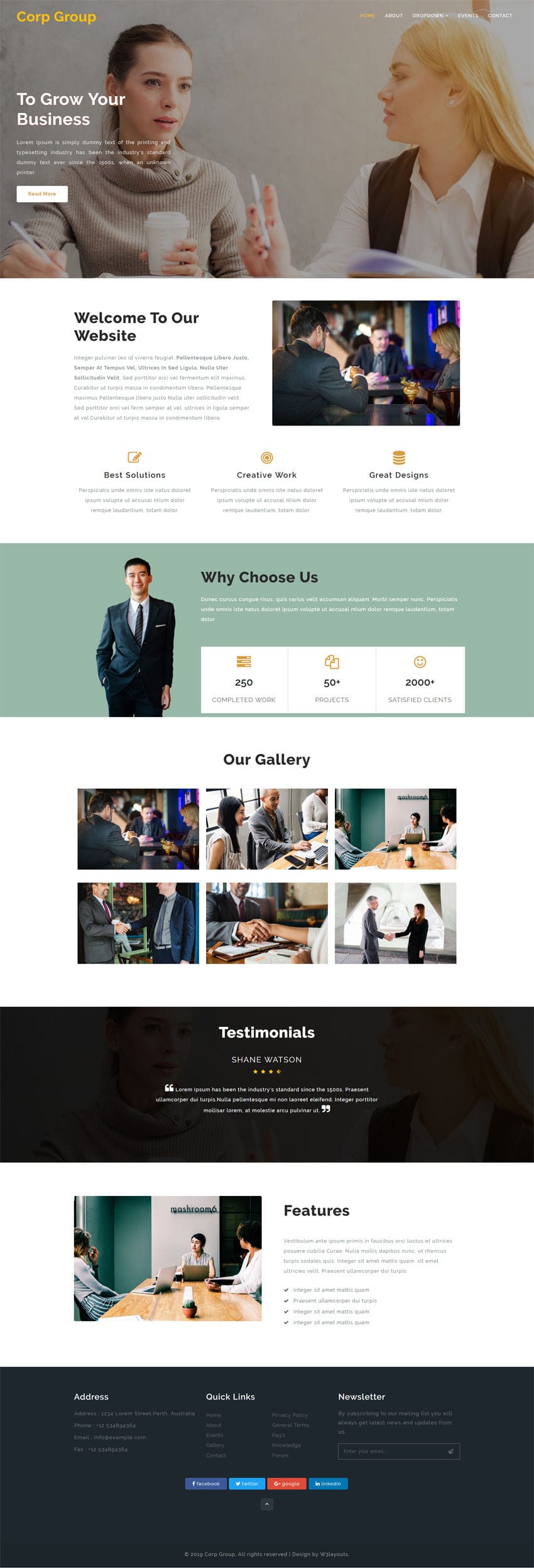 Corp Group is a free website template for corporates, agencies and similar businesses. This HTML web template will give your agency a stunning web presence.