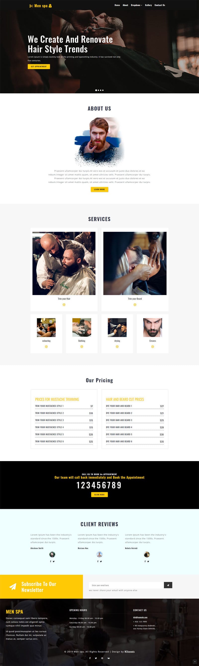 men spa is a website template built for salons, spas and beauty parlours.