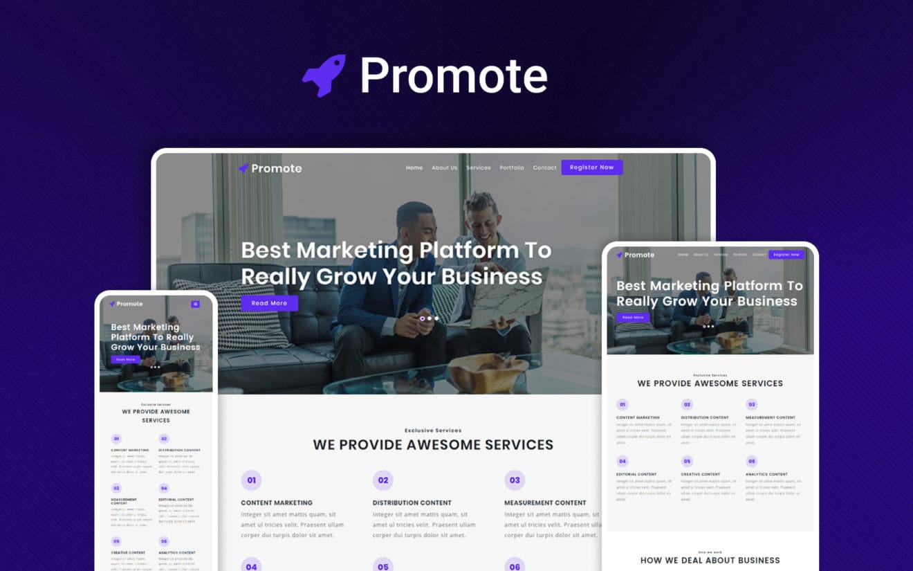 Promote – Business Category Bootstrap Responsive Website Template