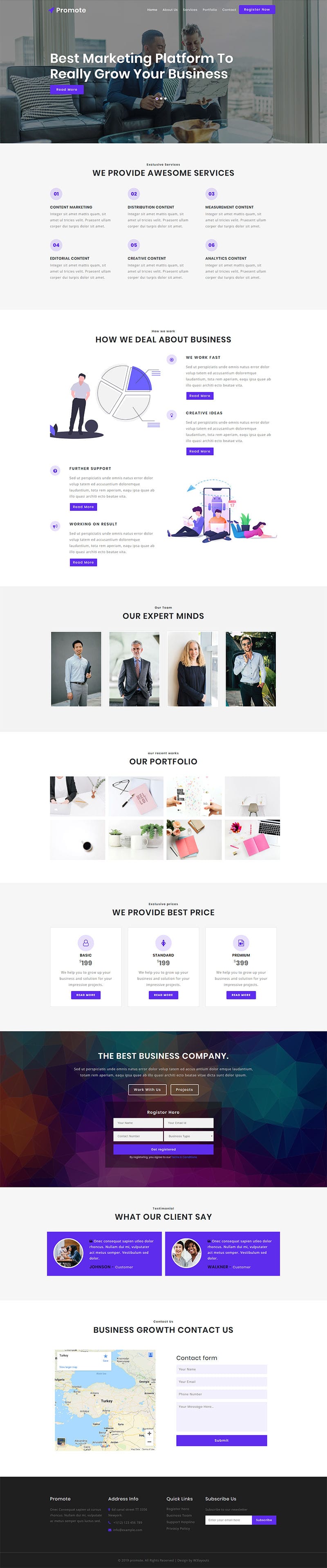 Promote, a Business category website template for corporate businesses. This HTML CSS website template is responsive and fully customizable..