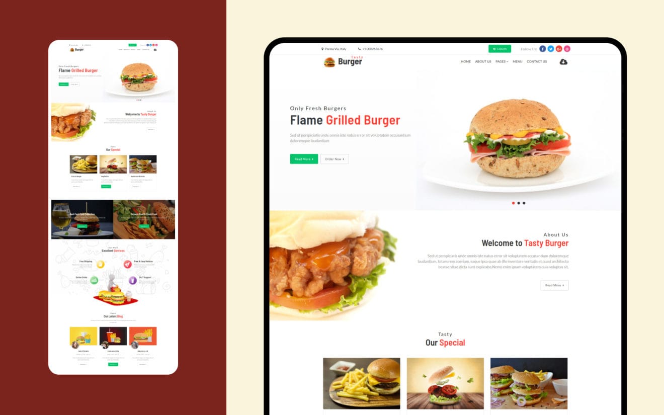 Tasty Burger – Restaurants Category Bootstrap Responsive Web Template