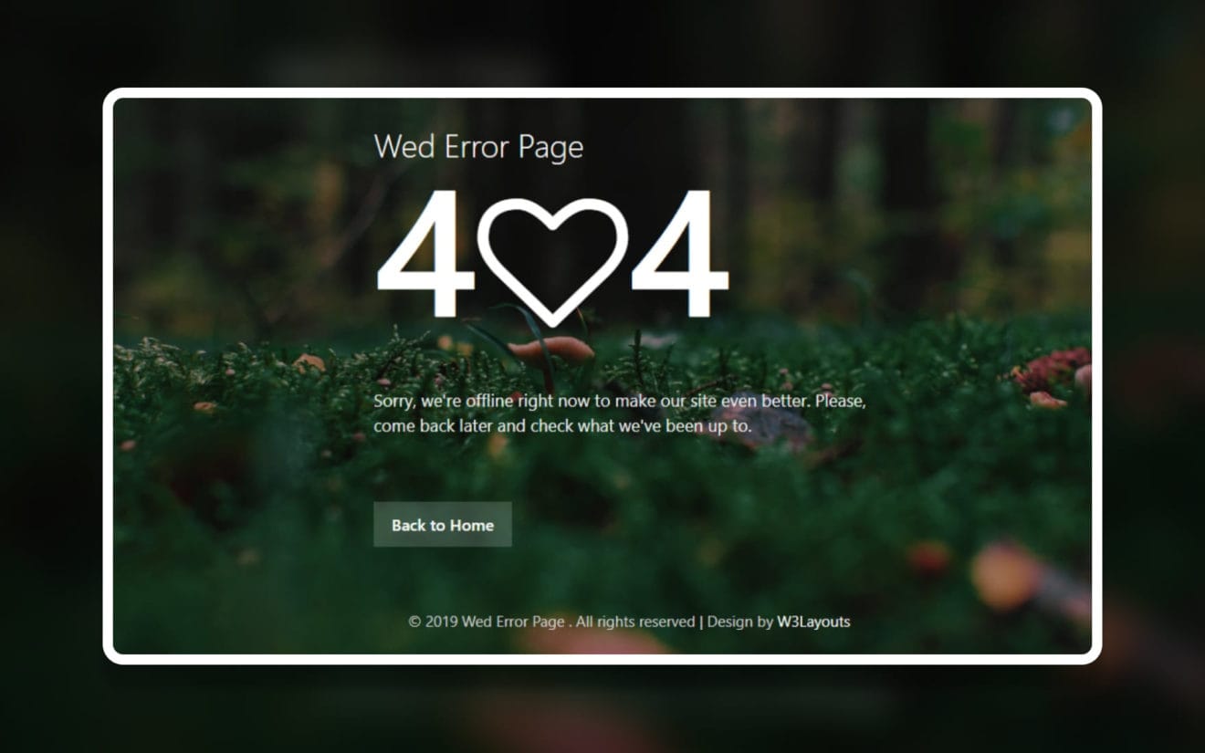 Wed Error Page – Free Responsive Widget Template