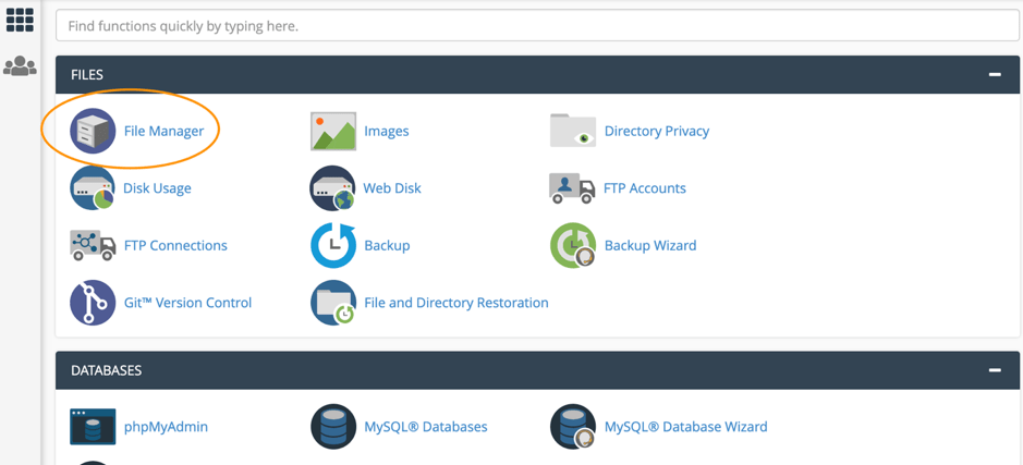 cPanel 2nd screen