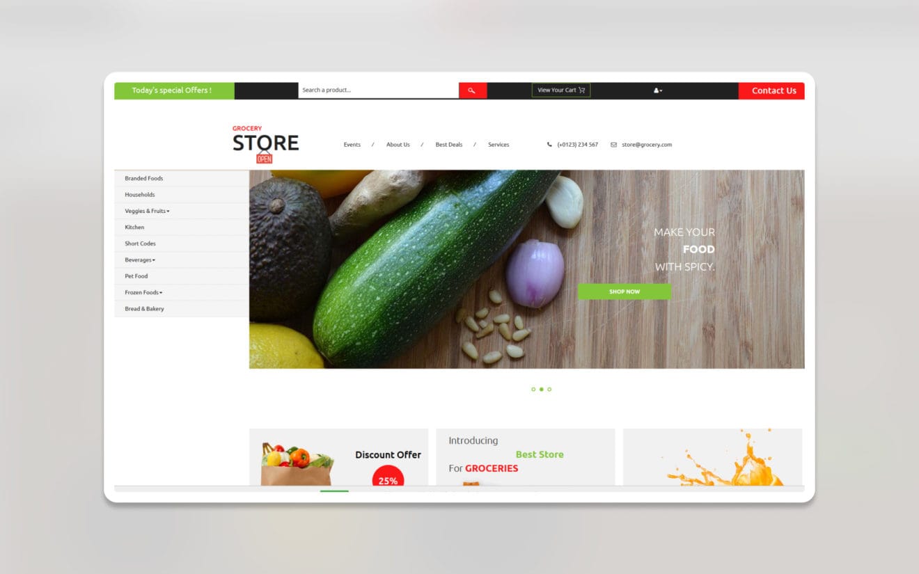 Grocery store ecommerce website template